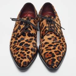 Pre Owned Dolce & Gabbana Brown/Beige Pony Hair Lace Up Derby Size 42
