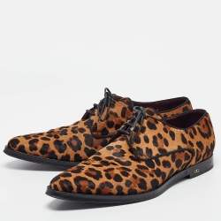 Pre Owned Dolce & Gabbana Brown/Beige Pony Hair Lace Up Derby Size 42