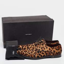 Pre Owned Dolce & Gabbana Brown/Beige Pony Hair Lace Up Derby Size 42