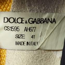 Dolce & Gabbana Yellow/Black Stretch Fabric Jersey Logotape Print Slip On Sneakers Size 41