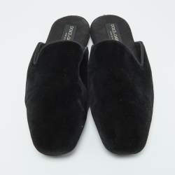 Dolce & Gabbana Black Velvet Slip On Mules Size 42 