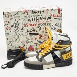 Pre Owned Dolce & Gabbana Multicolor Leather High Top Sneakers Size 43.5