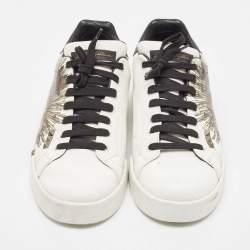 Pre Owned Dolce & Gabbana White Leather Portofino Lace Up Sneakers Size 44