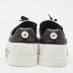Pre Owned Dolce & Gabbana White Leather Portofino Lace Up Sneakers Size 44