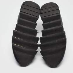 Pre Owned Dolce & Gabbana Black/Silver Perforated Leather And Suede Sorrento Lace Up Sneakers Size 43