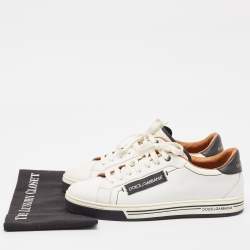 مملوكة مسبقًا Dolce & Gabbana White Leather Roma Lace Up Sneakers Size 43