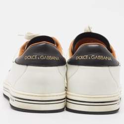 مملوكة مسبقًا Dolce & Gabbana White Leather Roma Lace Up Sneakers Size 43