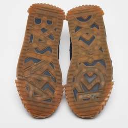 Pre Owned Dolce & Gabbana Navy Blue Leather and Canvas Ns1 Low-Top Sneakers Size 43