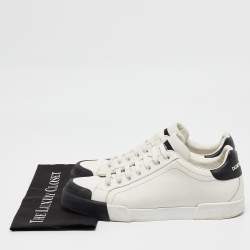 Pre Owned Dolce & Gabbana White/Black Leather Low Top Sneakers Size 44