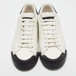 Pre Owned Dolce & Gabbana White/Black Leather Low Top Sneakers Size 44