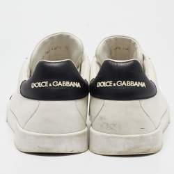 Pre Owned Dolce & Gabbana White/Black Leather Low Top Sneakers Size 44