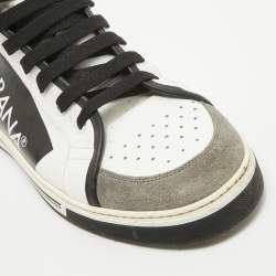 Pre Owned Dolce & Gabbana Black/White Leather Lace High Top Sneakers Size 43