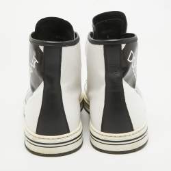 Pre Owned Dolce & Gabbana Black/White Leather Lace High Top Sneakers Size 43