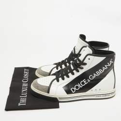 Pre Owned Dolce & Gabbana Black/White Leather Lace High Top Sneakers Size 43