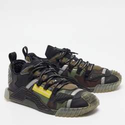 Pre Owned Dolce & Gabbana Black/Green Camo Print Nylon Ns1 Low Top Sneakers Size 44