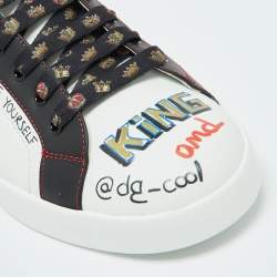 Pre Owned Dolce & Gabbana White Leather Crown Patch Lace Up Sneakers Size 44.5