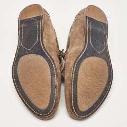 Dolce & Gabbana Brown Suede Fringe Slip On Loafers Size 45