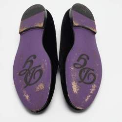 Dolce & Gabbana Black Velvet King Slip On Smoking Slippers Size 45