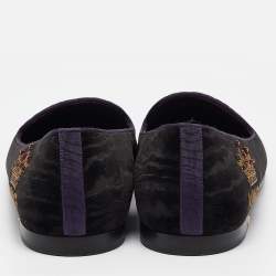 Dolce & Gabbana Black Velvet King Slip On Smoking Slippers Size 45