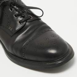 Dolce & Gabbana Black Brogue Leather Lace Up Derby Size 46