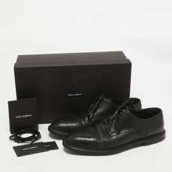Dolce & Gabbana Black Brogue Leather Lace Up Derby Size 46