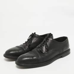 Dolce & Gabbana Black Brogue Leather Lace Up Derby Size 46