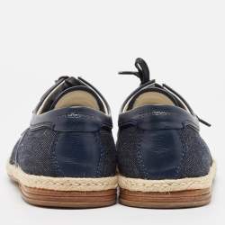 Dolce & Gabbana Navy Blue Denim Leather Espadrille Loafers Size 42