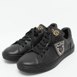 Dolce & Gabbana Black Leather Portofino Low Top Sneakers Size 39.5