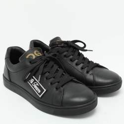 Dolce & Gabbana Black Leather Portofino Low Top Sneakers Size 39.5