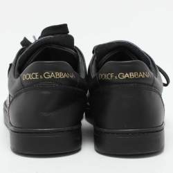 Dolce & Gabbana Black Leather Portofino Low Top Sneakers Size 39.5