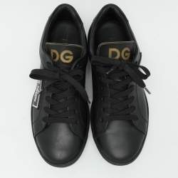 Dolce & Gabbana Black Leather Portofino Low Top Sneakers Size 39.5