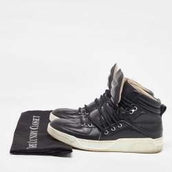 Dolce & Gabbana Black Leather Flag High Top Sneakers Size 42