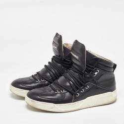 Dolce & Gabbana Black Leather Flag High Top Sneakers Size 42