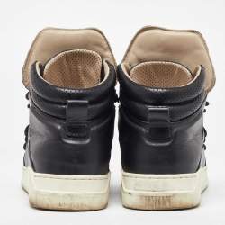 Dolce & Gabbana Black Leather Flag High Top Sneakers Size 42