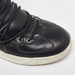 Dolce & Gabbana Black Leather Flag High Top Sneakers Size 42