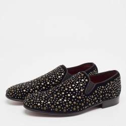 Dolce & Gabbana Black Suede Embellished Slip On Loafers Size 41