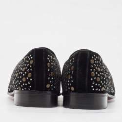 Dolce & Gabbana Black Suede Embellished Slip On Loafers Size 41