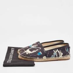 Dolce & Gabbana Navy Blue Printed Canvas Slip On Espadrilles Size 40