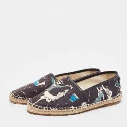 Dolce & Gabbana Navy Blue Printed Canvas Slip On Espadrilles Size 40