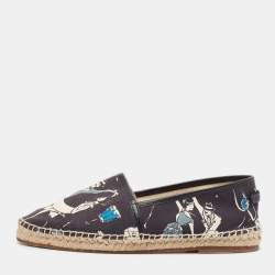 Dolce & Gabbana Navy Blue Printed Canvas Slip On Espadrilles Size 40