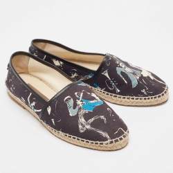 Dolce & Gabbana Navy Blue Printed Canvas Slip On Espadrilles Size 40