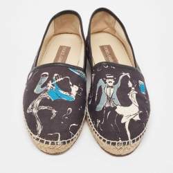 Dolce & Gabbana Navy Blue Printed Canvas Slip On Espadrilles Size 40