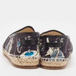 Dolce & Gabbana Navy Blue Printed Canvas Slip On Espadrilles Size 40