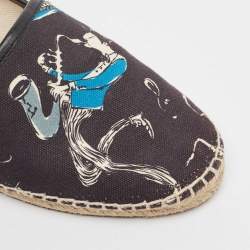 Dolce & Gabbana Navy Blue Printed Canvas Slip On Espadrilles Size 40