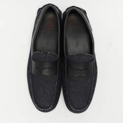 Dolce & Gabbana Blue Denim and Leather Penny Loafers Size 42