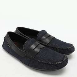 Dolce & Gabbana Blue Denim and Leather Penny Loafers Size 42