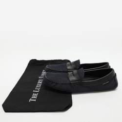 Dolce & Gabbana Blue Denim and Leather Penny Loafers Size 42
