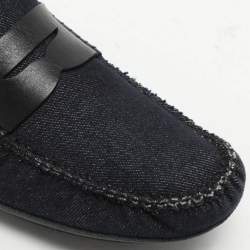 Dolce & Gabbana Blue Denim and Leather Penny Loafers Size 42