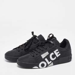 Pre Owned Dolce & Gabbana Black Nylon Portofino Low Top Sneakers Size 43