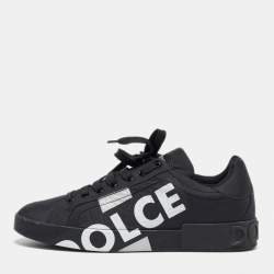 Pre Owned Dolce & Gabbana Black Nylon Portofino Low Top Sneakers Size 43